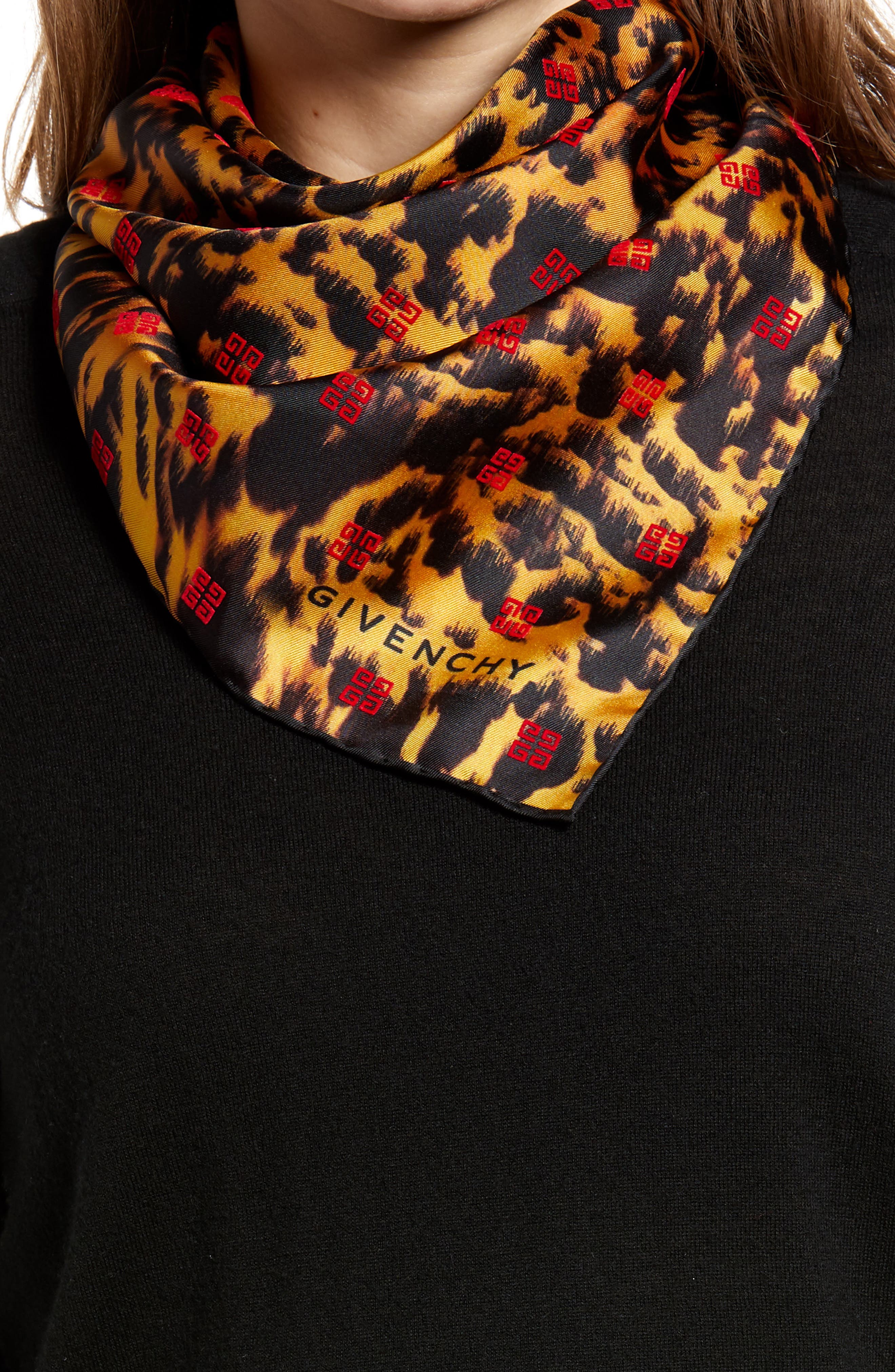 100% Silk Scarf Designer's Feline Faces On Black Print 100% Silk Scarf Designer's Feline Faces On Black Print